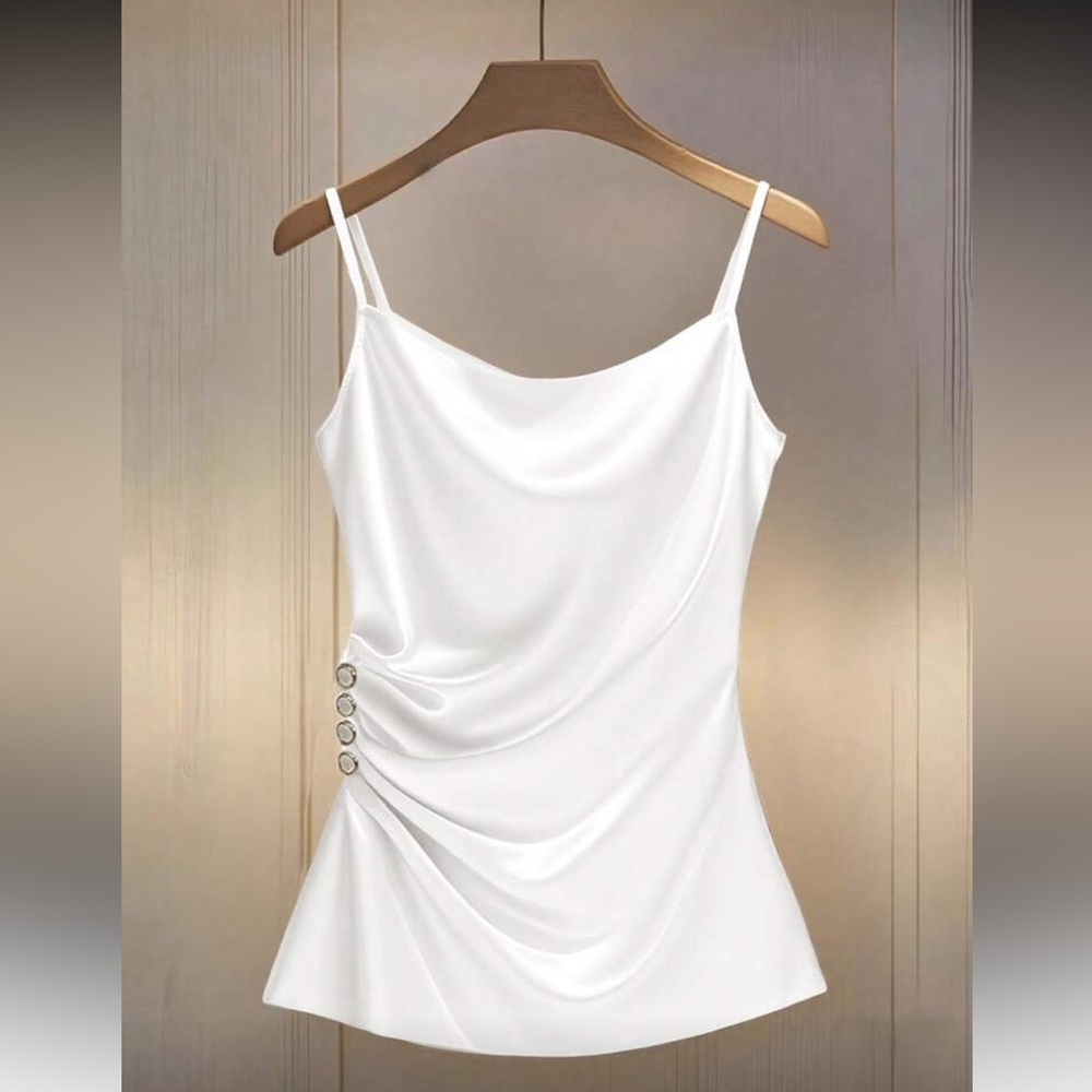 Elegant White Satin Women's Top